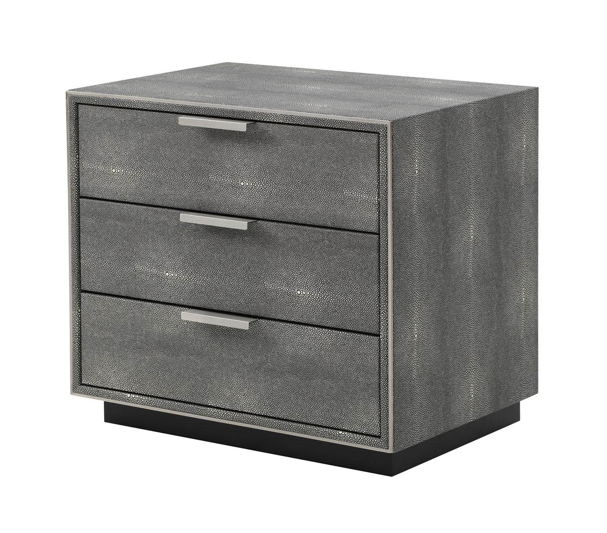 Dynasty - Modern Shagreen Three Drawer Nightstand - View 2