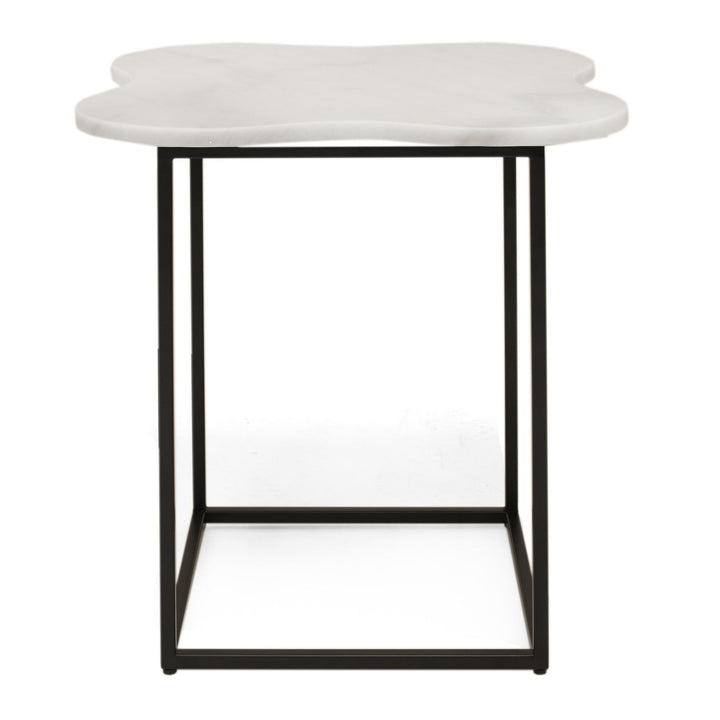 Aleidy - White Marble + Black Metal End Table