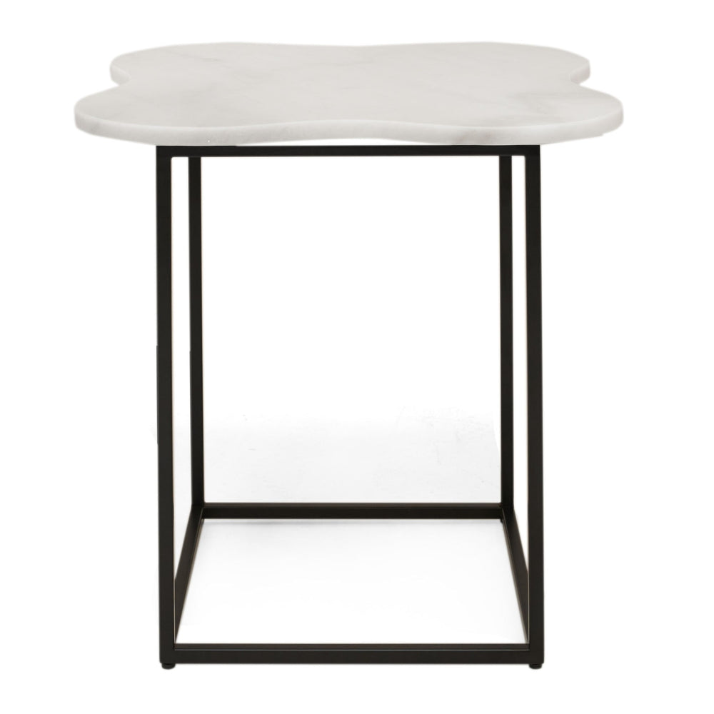 Aleidy - White Marble + Black Metal End Table