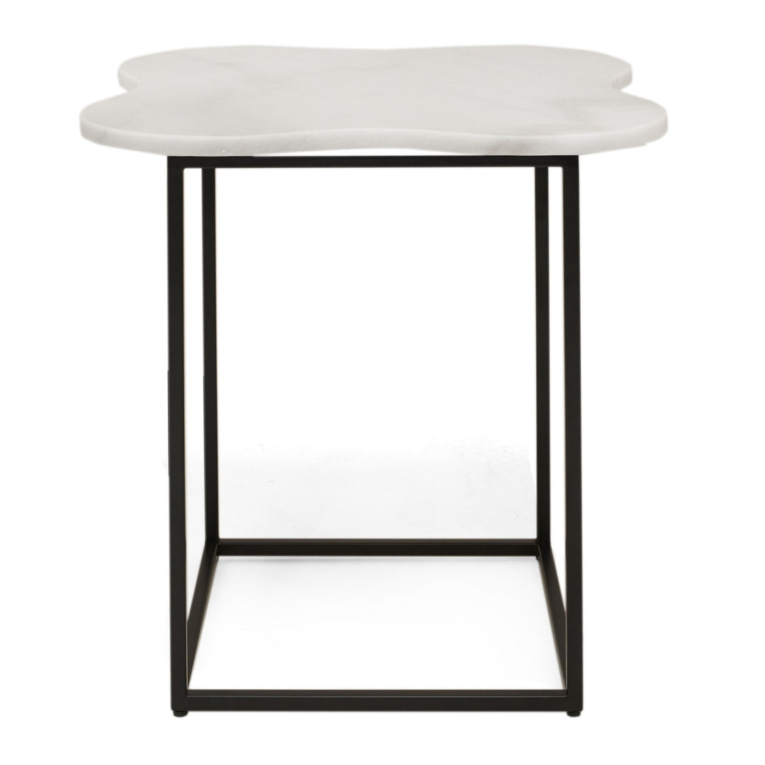 Aleidy - White Marble + Black Metal End Table
