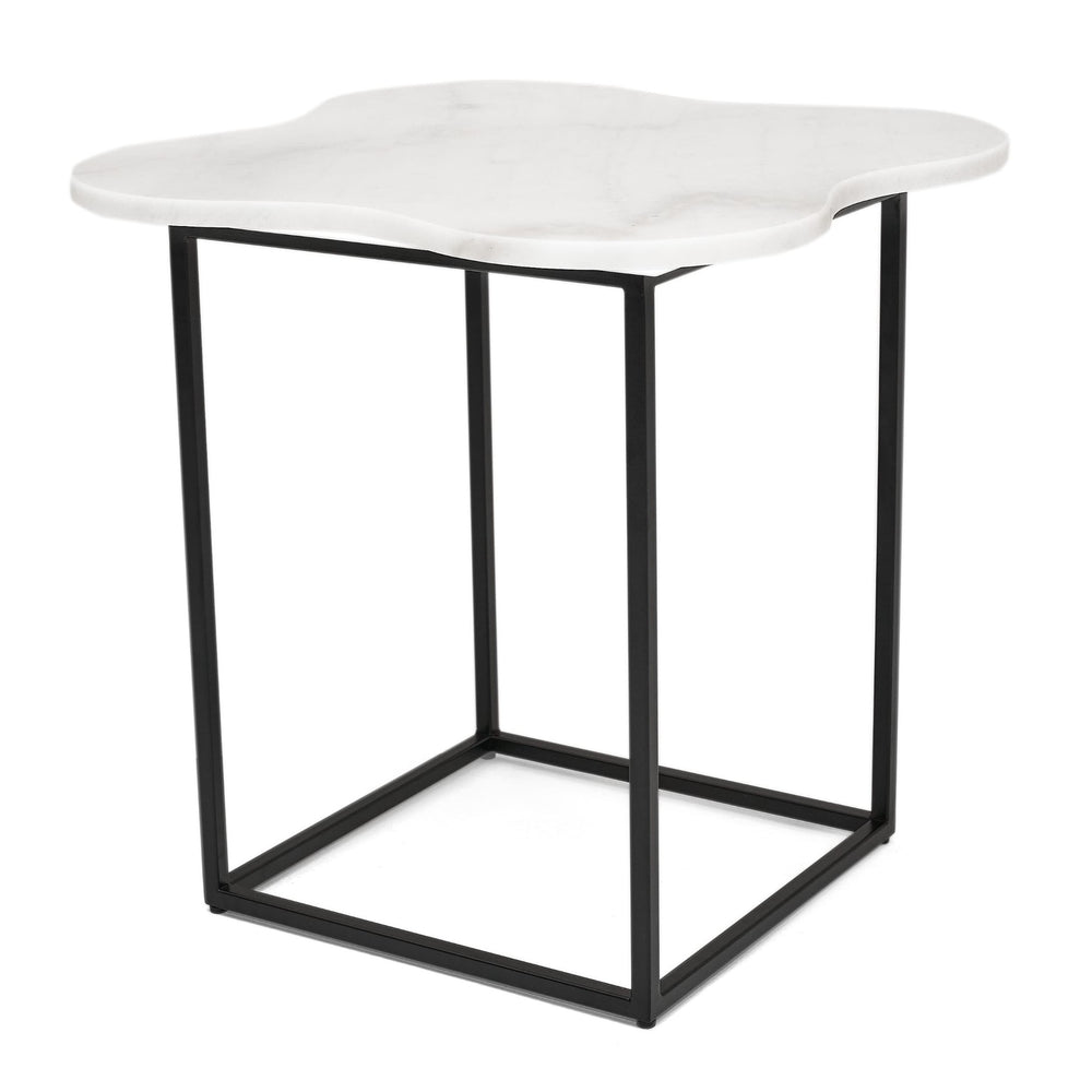 Aleidy - White Marble + Black Metal End Table - View 2