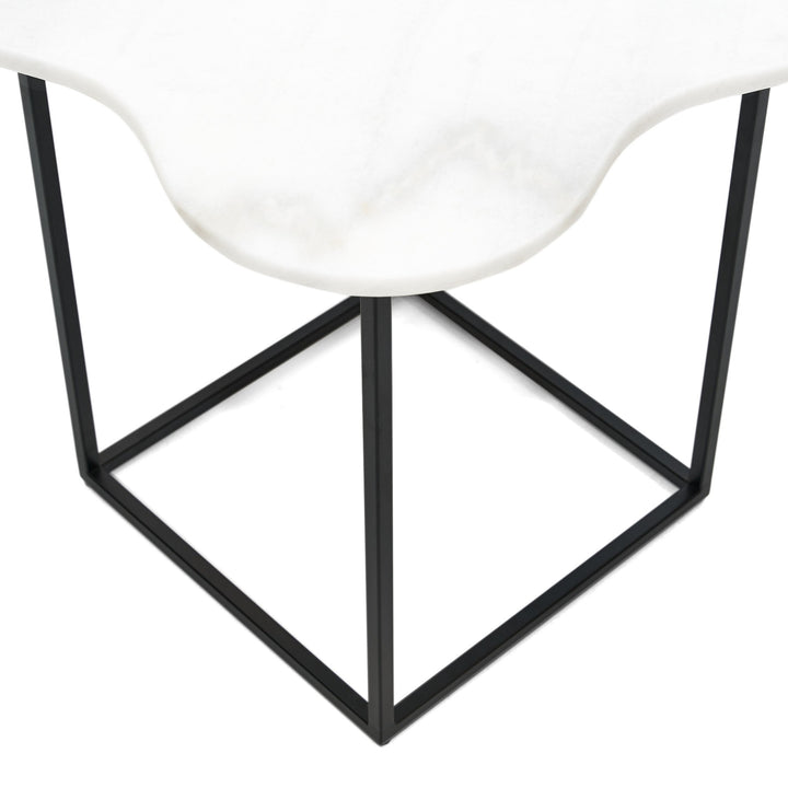 Aleidy - White Marble + Black Metal End Table