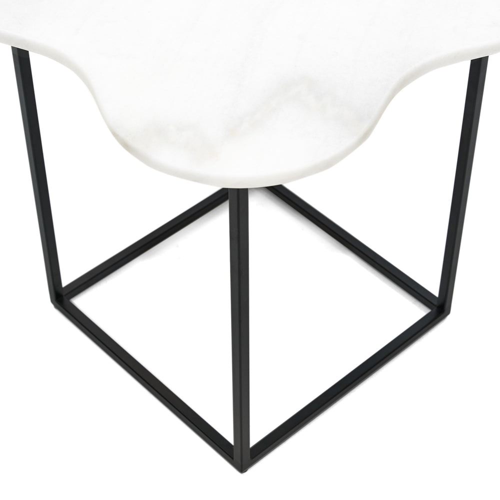 Aleidy - White Marble + Black Metal End Table - View 3