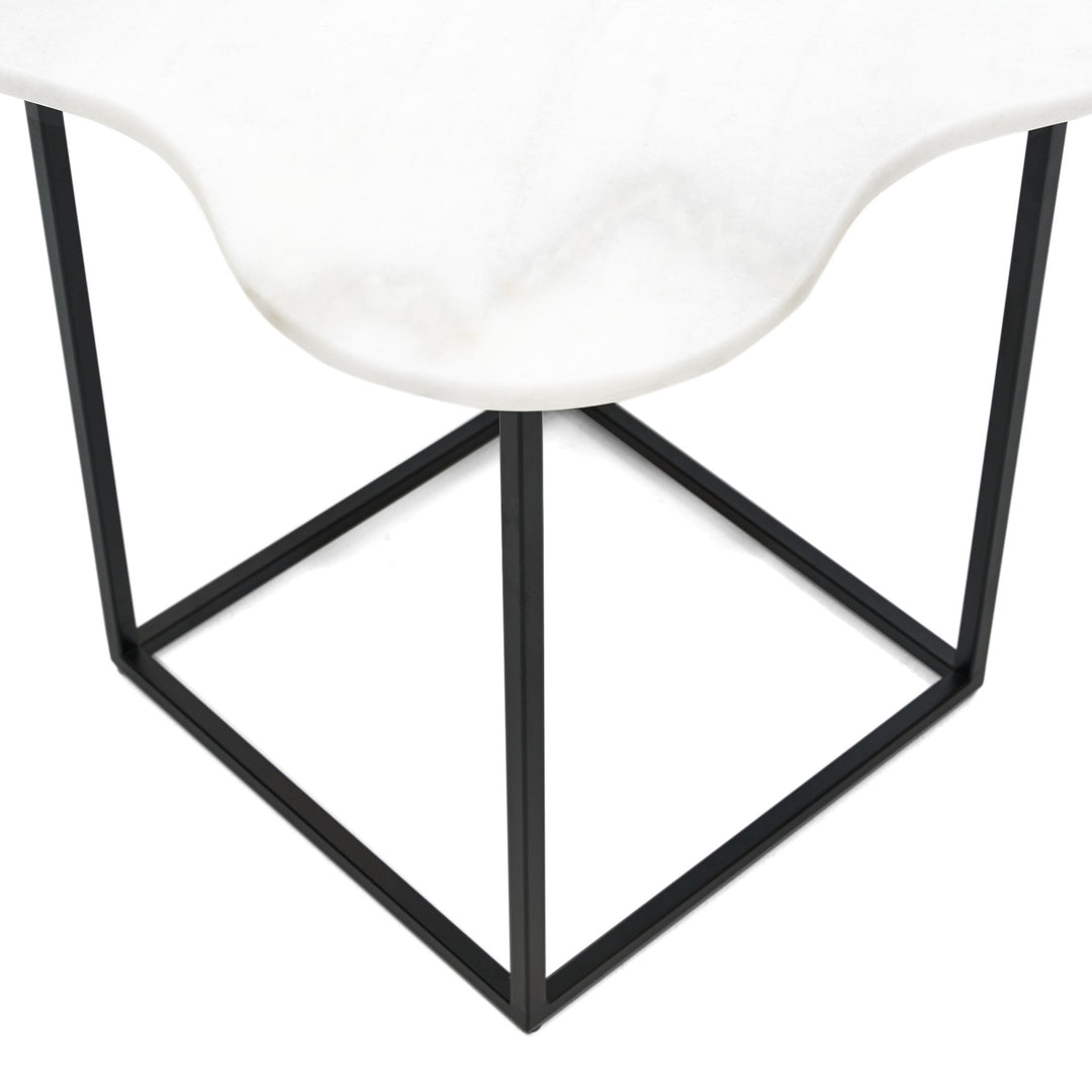 Aleidy - White Marble + Black Metal End Table