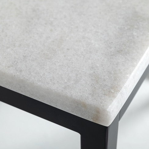 Baca - White Marble + Black Metal End Table - View 3