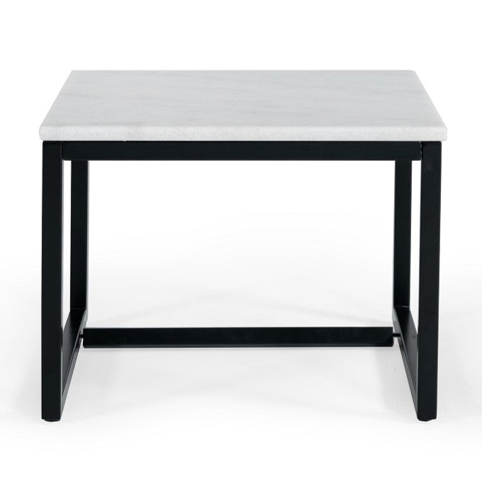 Baca - White Marble + Black Metal End Table