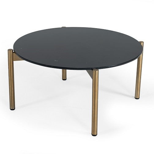 Denzel - Black Marble + Gold Coffee Table - View 2