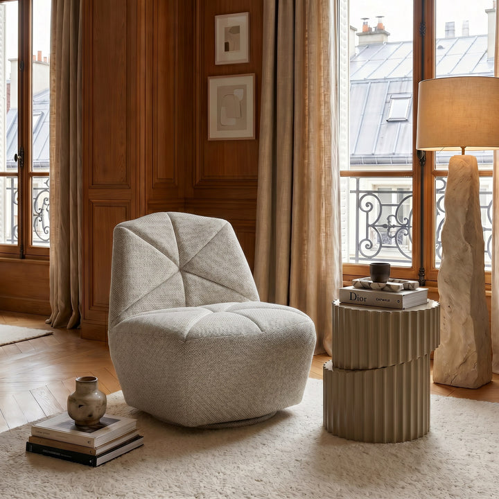Tomlin - Contemporary Grey Woven Fabric Accent Chair