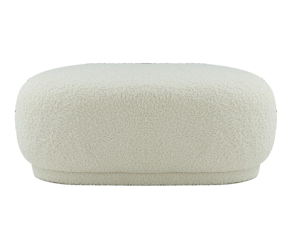 Kael - Contemporary White Sherpa Ottoman