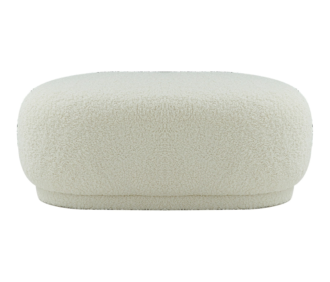 Kael - Contemporary White Sherpa Ottoman