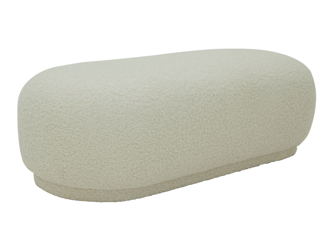 Kael - Contemporary White Sherpa Ottoman