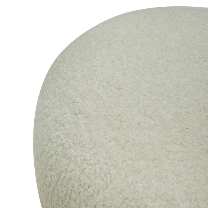 Kael - Contemporary White Sherpa Ottoman