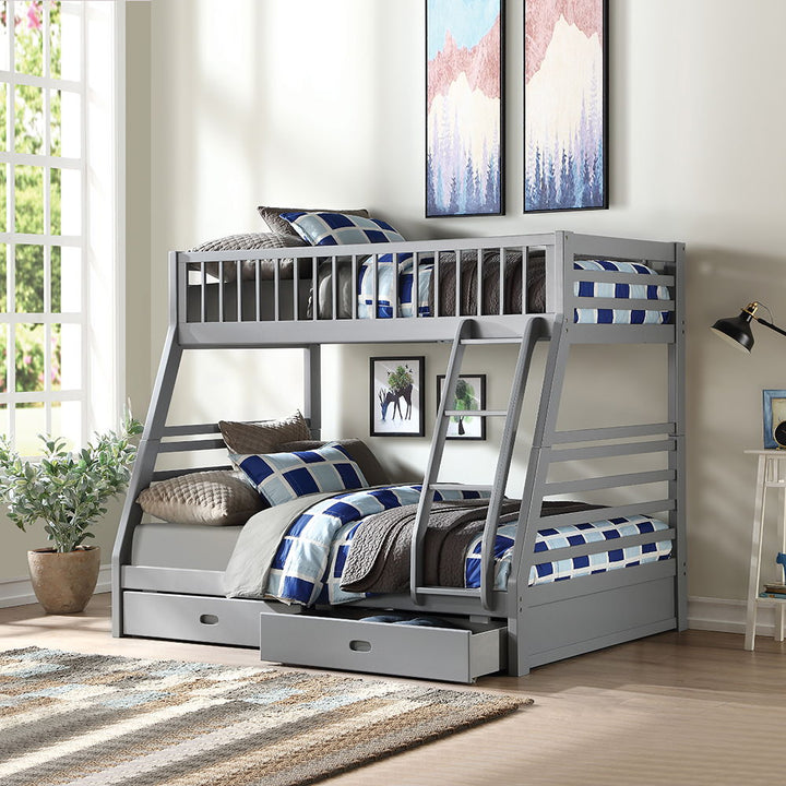ACME Furniture Jason Twin Over Full Bunk Bed With Storage Gray