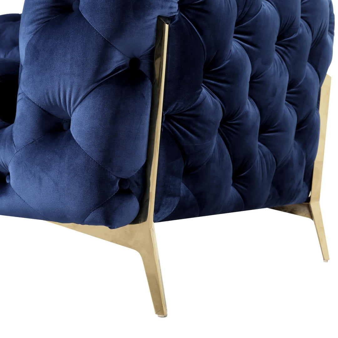 Quincey - Transitional Blue Velvet Chair