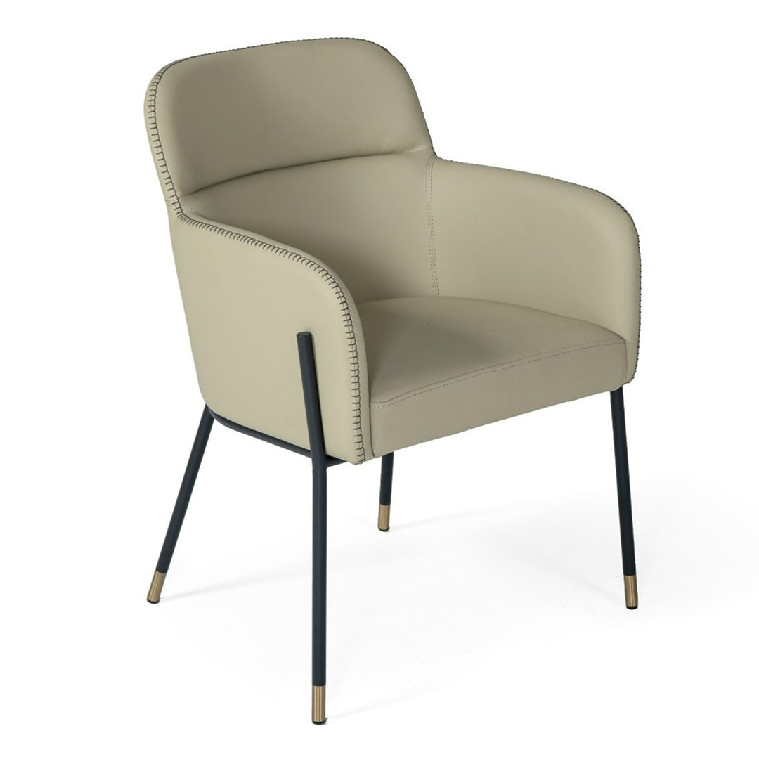 Brady  Modern Black Metal + Greige Vegan Leather Dining Chair