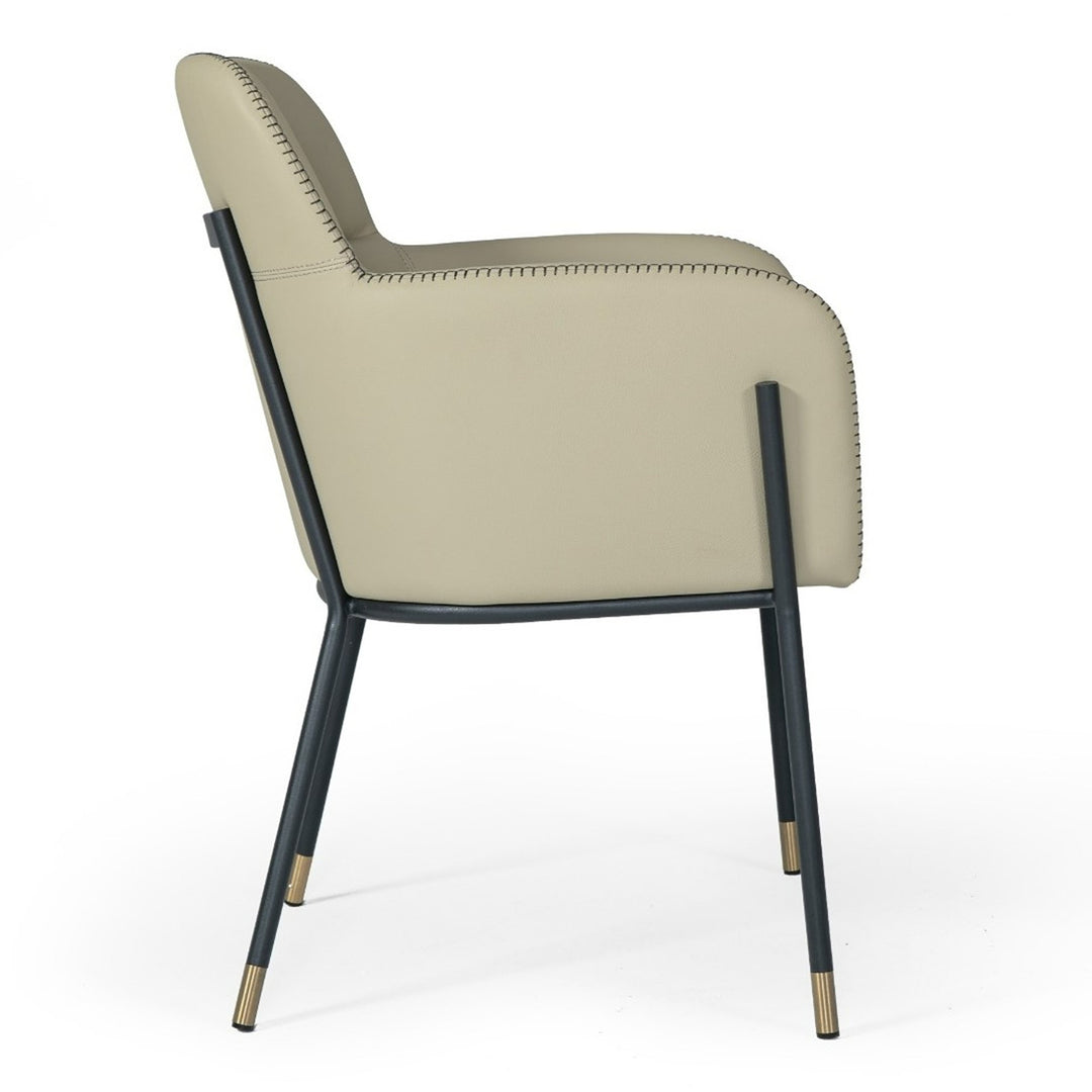 Brady  Modern Black Metal + Greige Vegan Leather Dining Chair