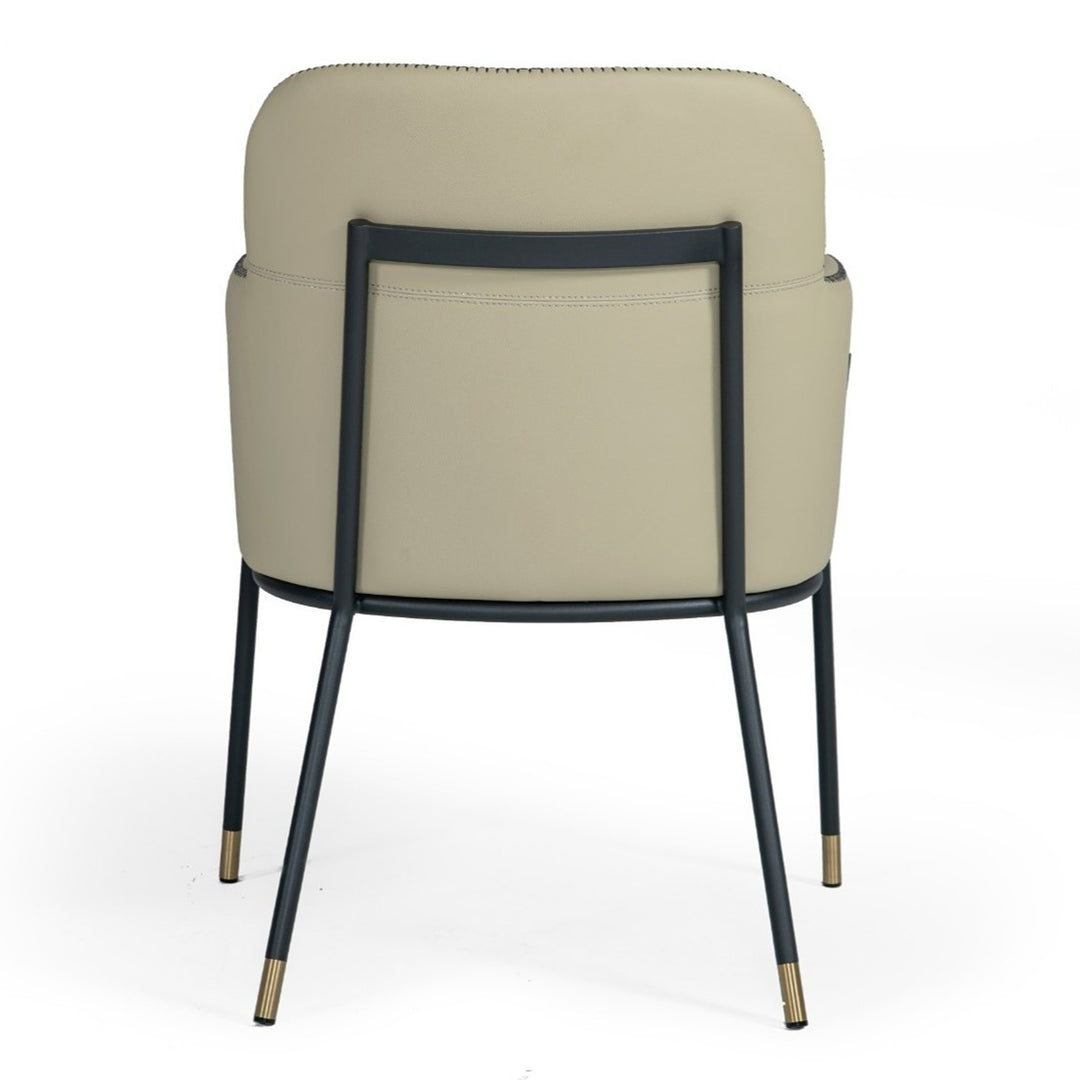 Brady  Modern Black Metal + Greige Vegan Leather Dining Chair
