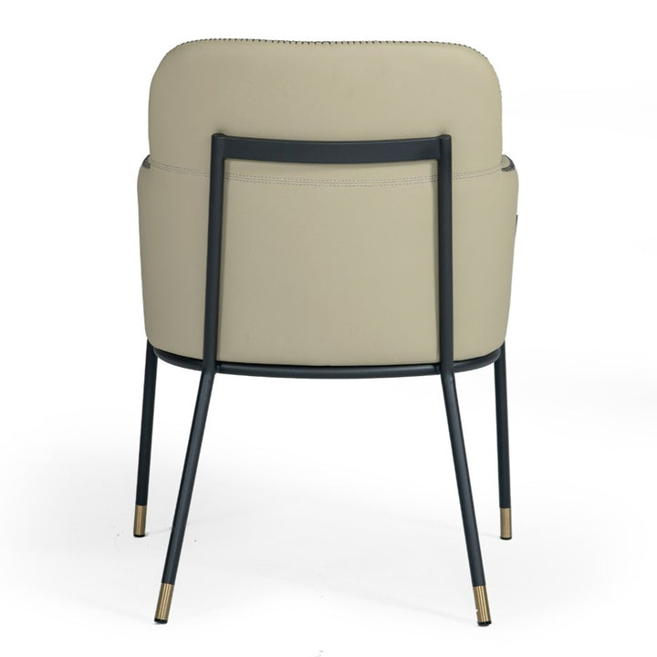 Brady  Modern Black Metal + Greige Vegan Leather Dining Chair