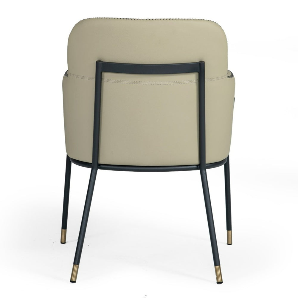 Brady - Modern Black Metal + Greige Vegan Leather Dining Chair - View 3