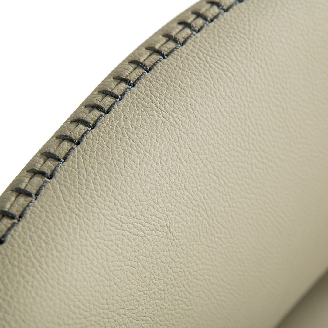 Brady  Modern Black Metal + Greige Vegan Leather Dining Chair