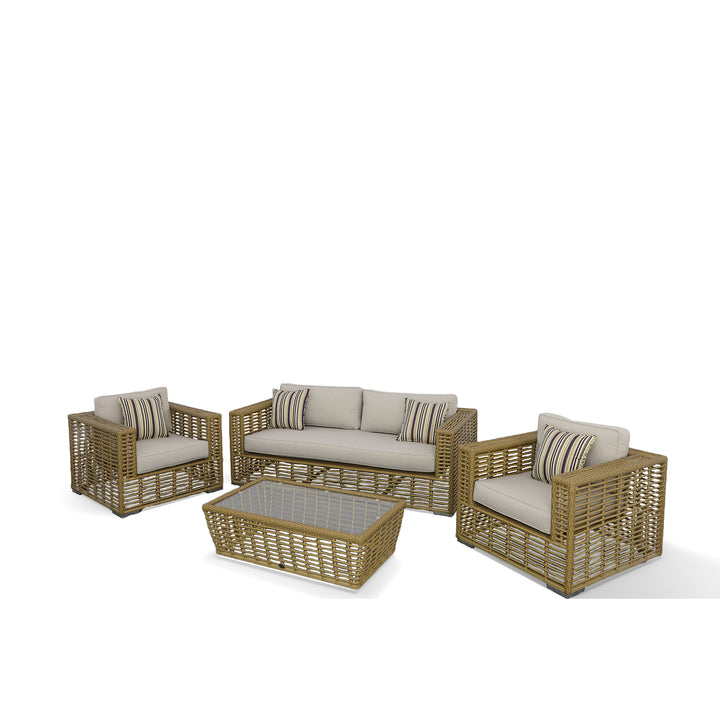 Ko Tao - Outdoor Beige + Wicker Sofa