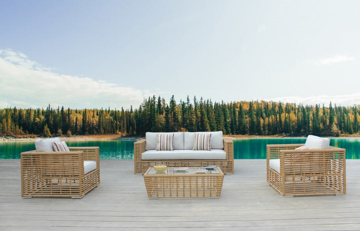 Ko Tao - Outdoor Beige + Wicker Sofa