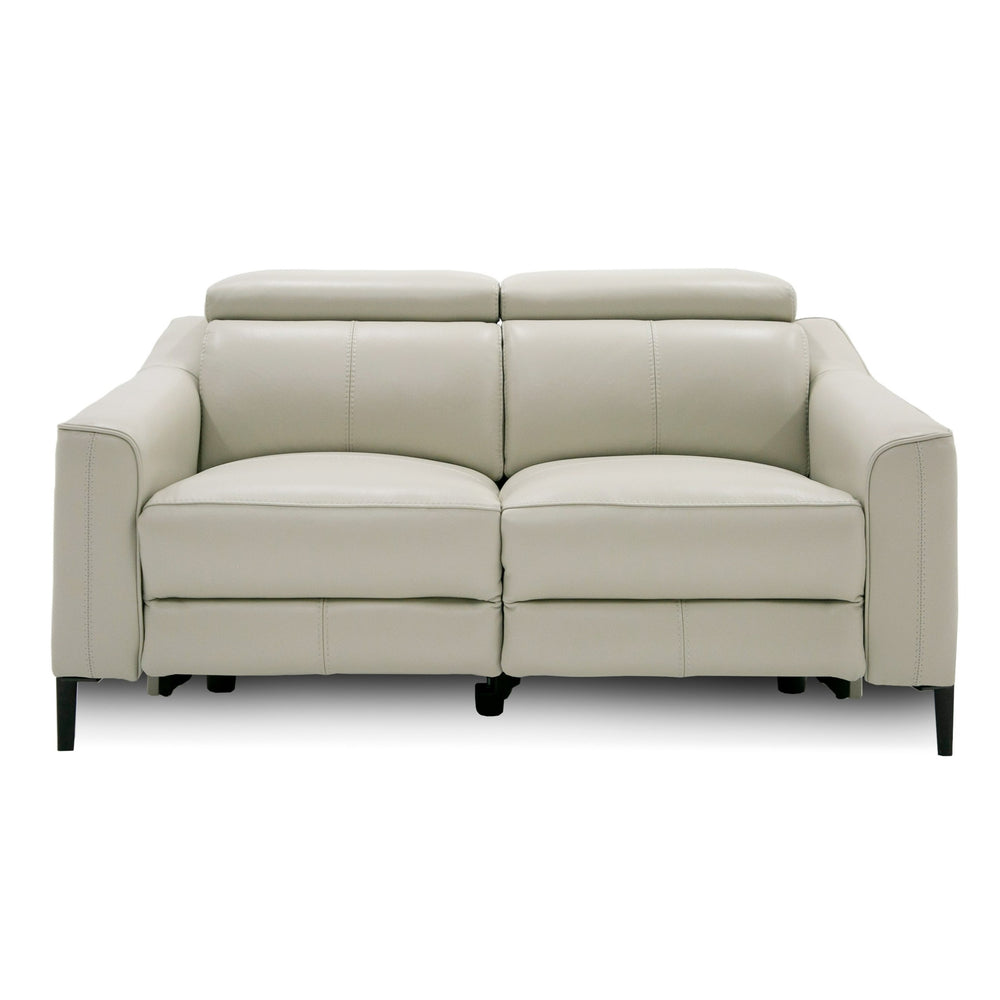 Eden - Modern Grey Leather Loveseat with 2 Recliners