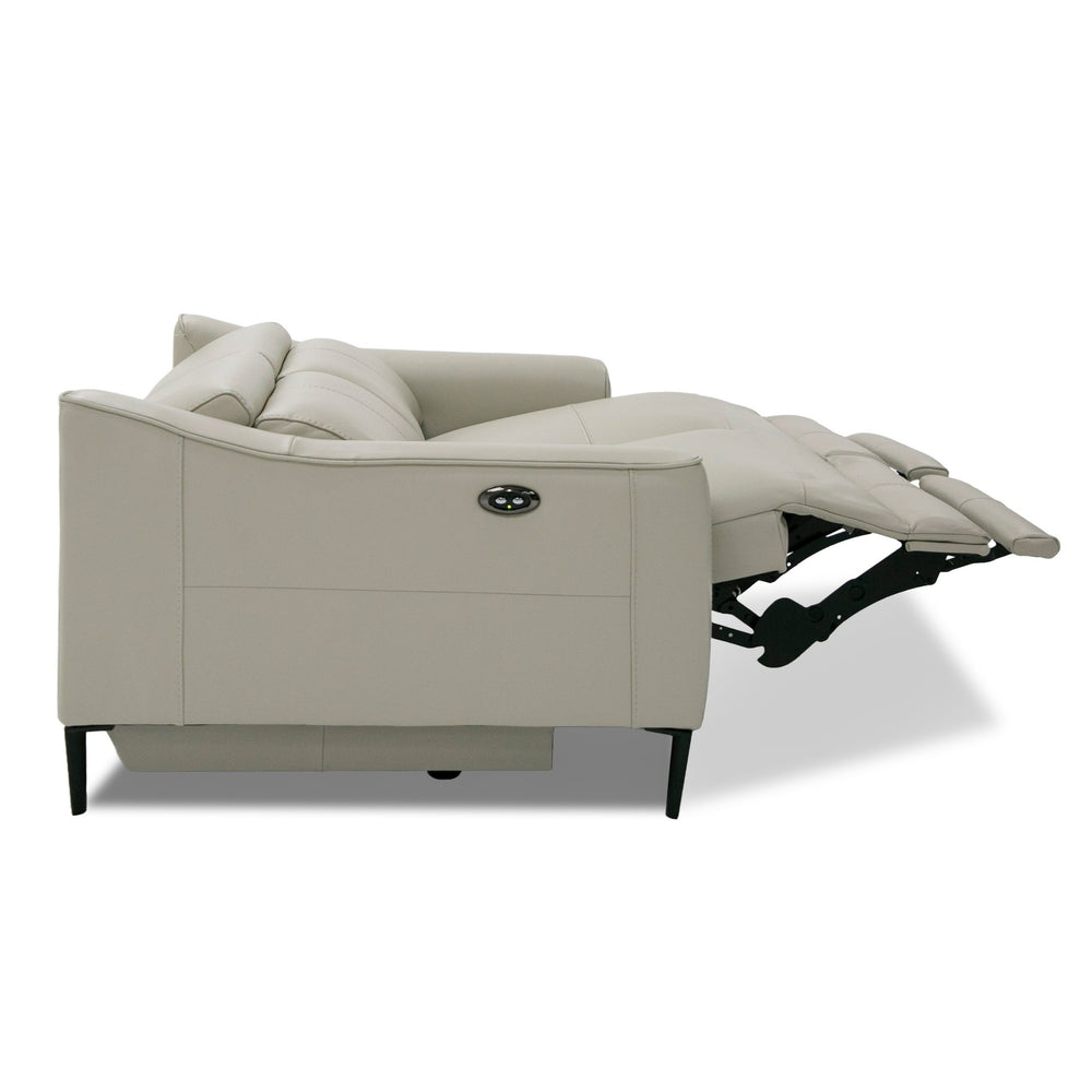 Eden - Modern Grey Leather Loveseat with 2 Recliners