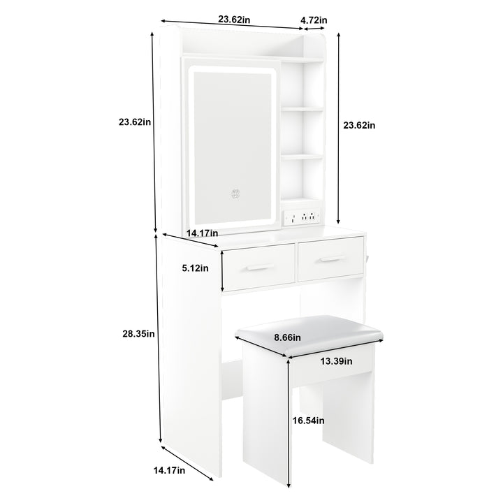 space-saving-white-makeup-vanity-desk-with-mirror-adjustable-led-lights-includes-stool-shelf