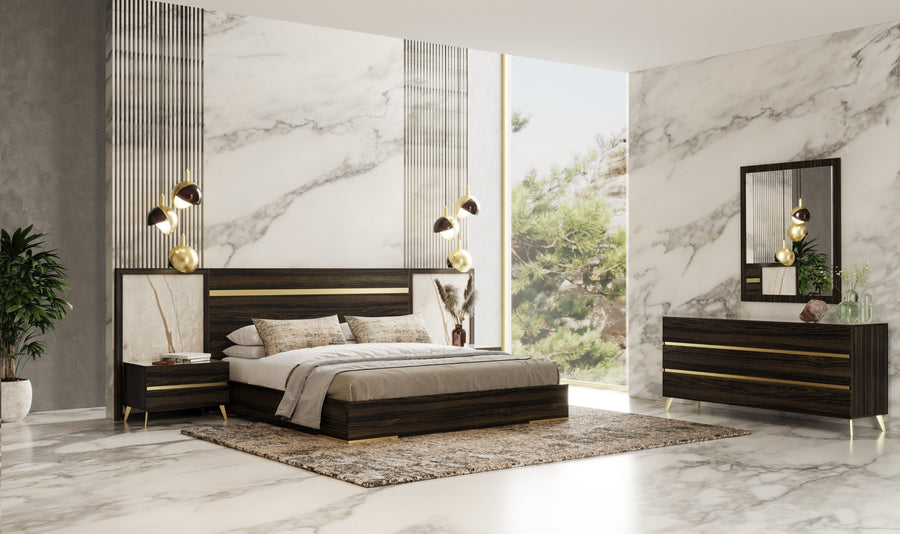 Queen Nova Domus Velondra - Modern Eucalypto  Marble 4-Piece Bedroom Set