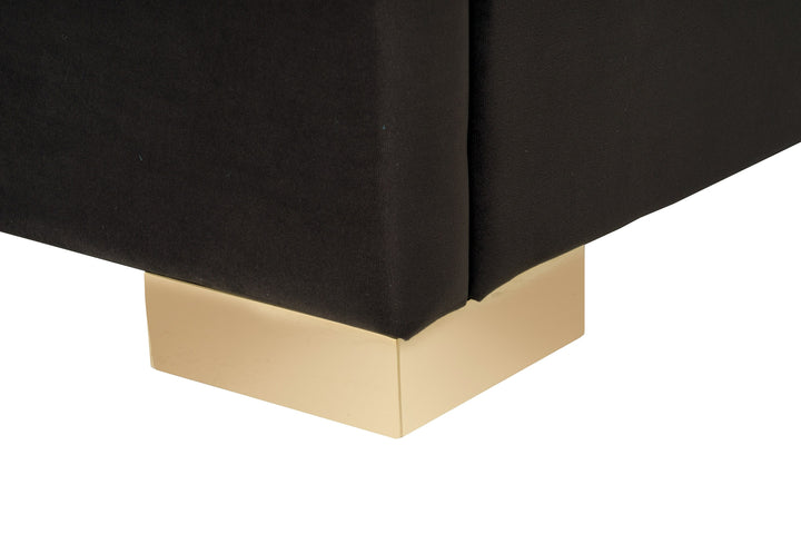 Daystar - Modern Dark Brown Velvet  and  Gold Bed
