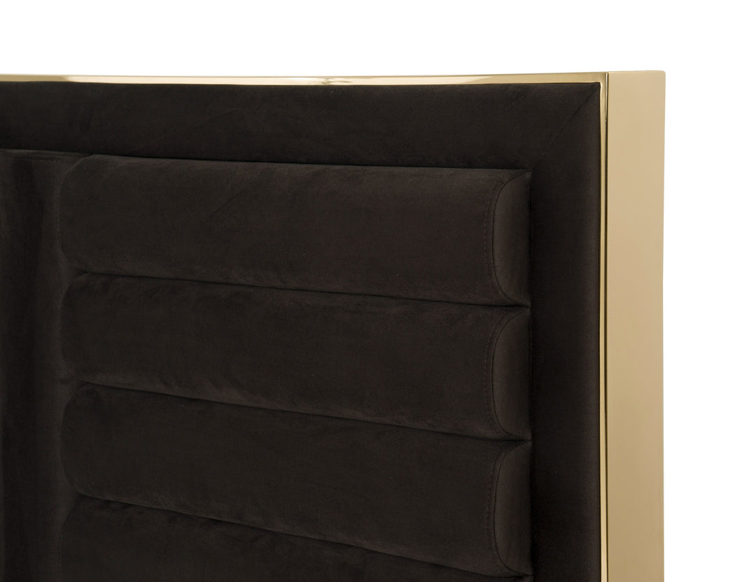 Daystar - Modern Dark Brown Velvet  and  Gold Bed
