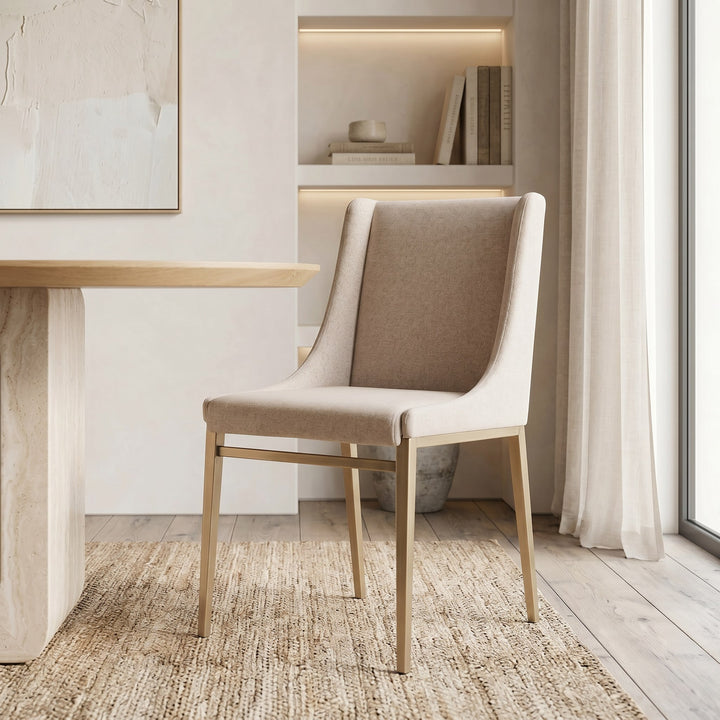 Mimi - Contemporary Beige + Brass Dining Chair (Set of 2)