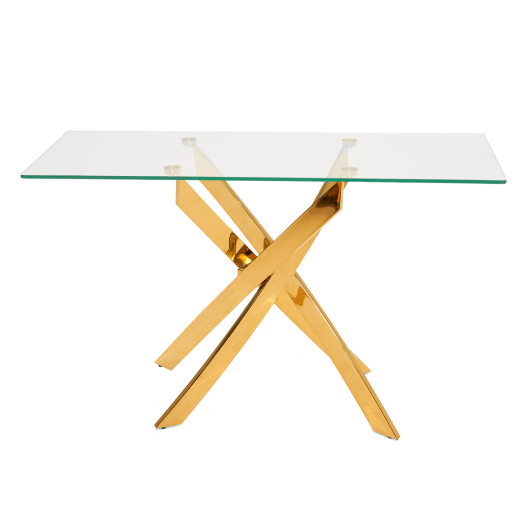 Pyrite Modern Glass and Gold Console Table