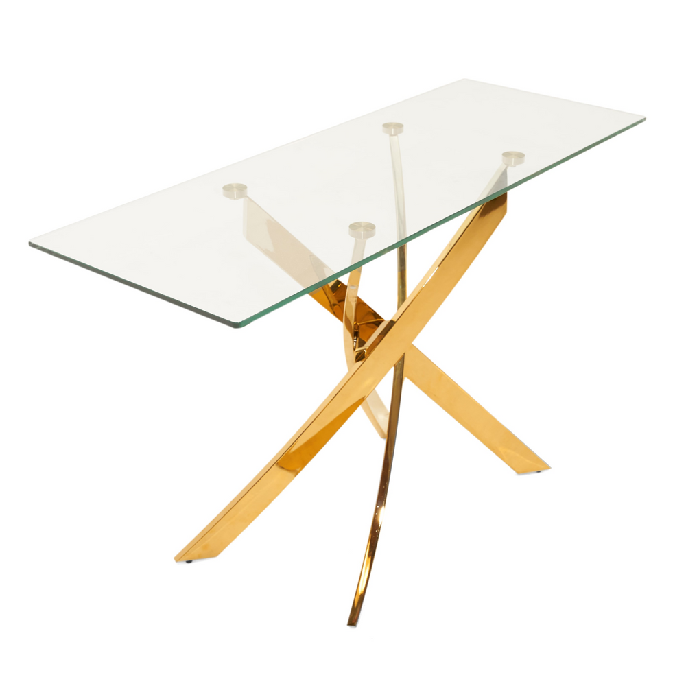 Pyrite Modern Glass and Gold Console Table - View 5