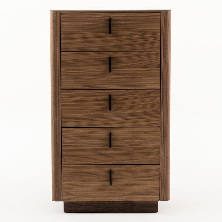 Chelton- Contemporary Walnut and White Ceramic Chest