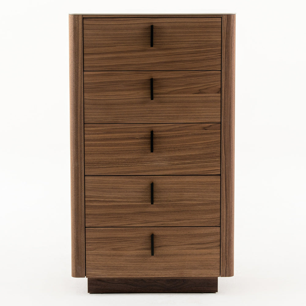 Chelton- Contemporary Walnut and White Ceramic Chest