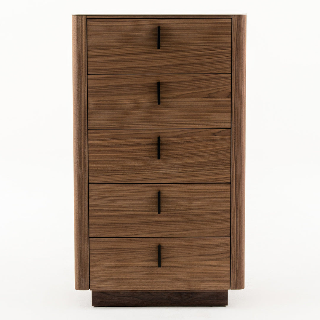 Chelton- Contemporary Walnut and White Ceramic Chest