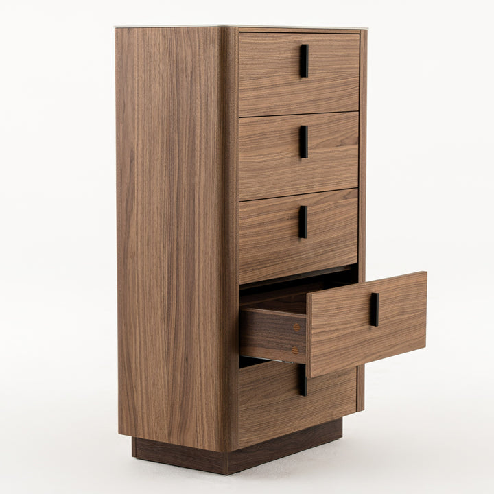 Chelton- Contemporary Walnut and White Ceramic Chest