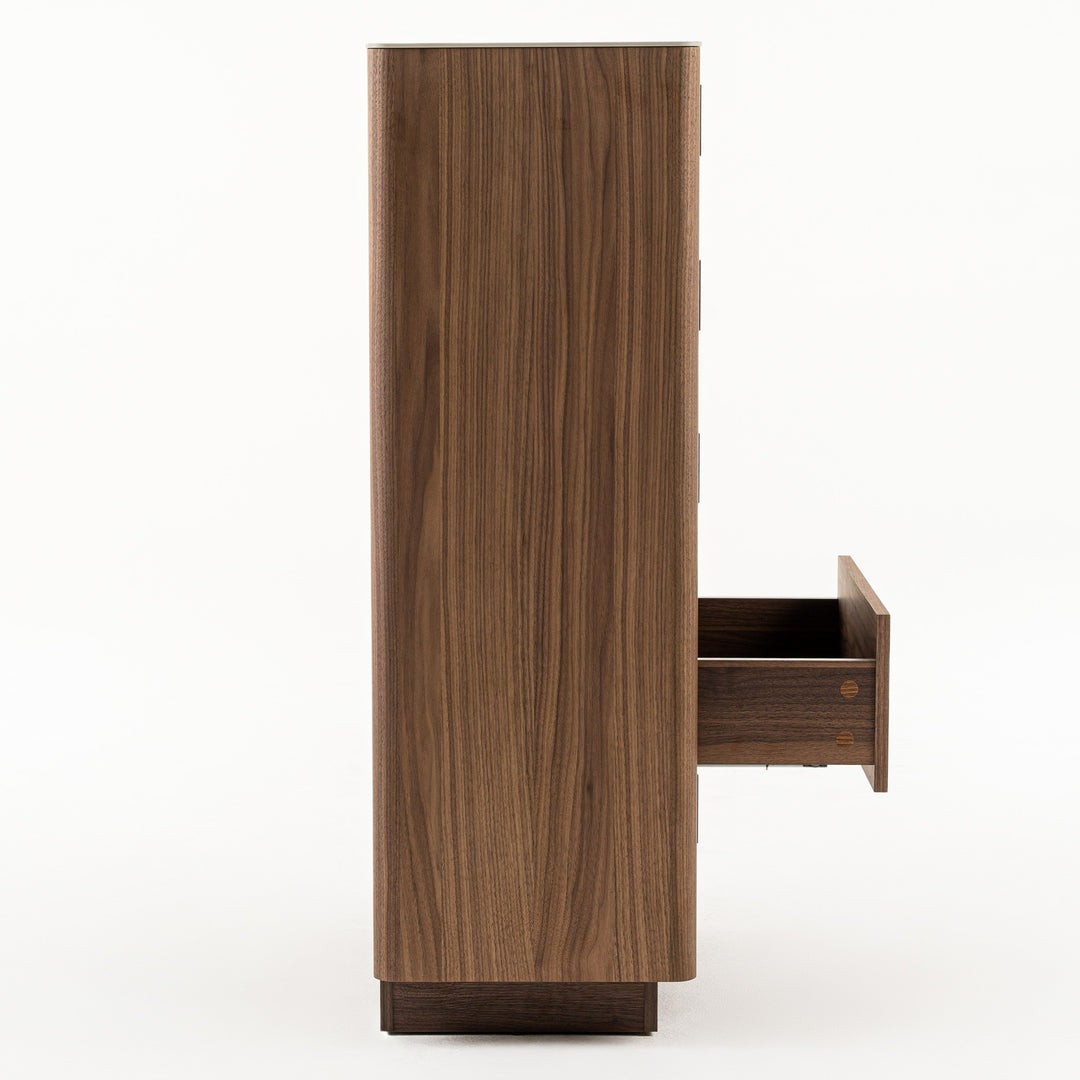 Chelton- Contemporary Walnut and White Ceramic Chest
