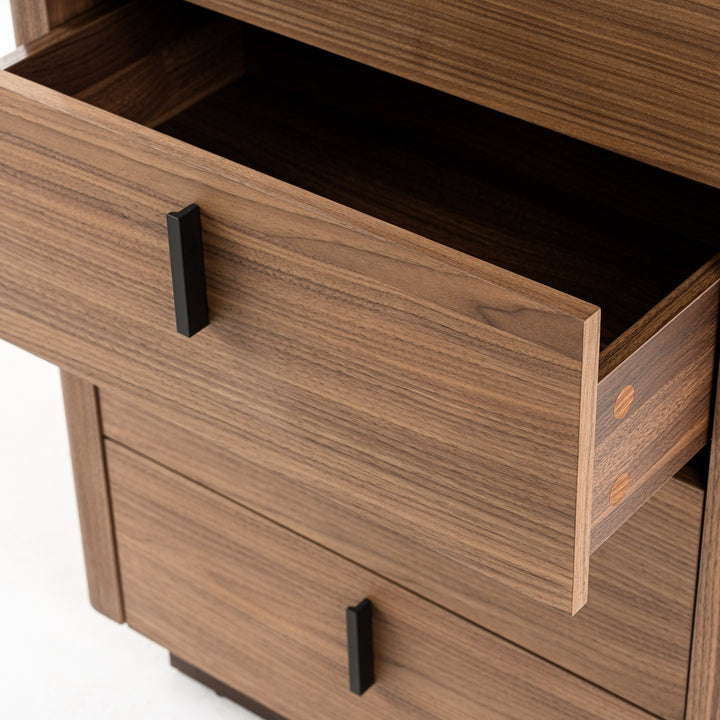 Chelton- Contemporary Walnut and White Ceramic Chest