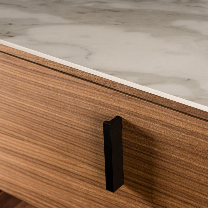 Chelton- Contemporary Walnut and White Ceramic Chest