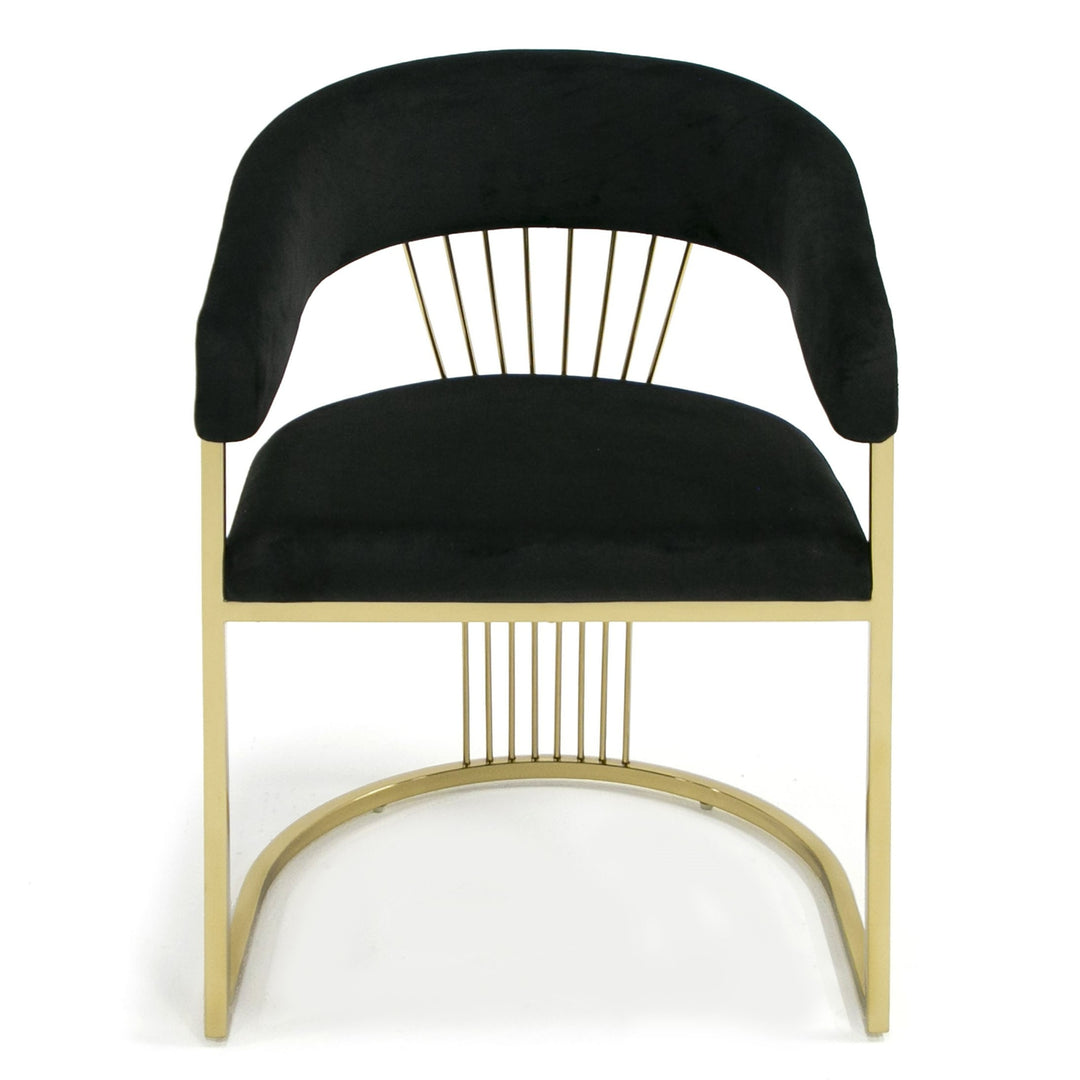 Linda  Modern Black Velvet and Gold Dining Chair