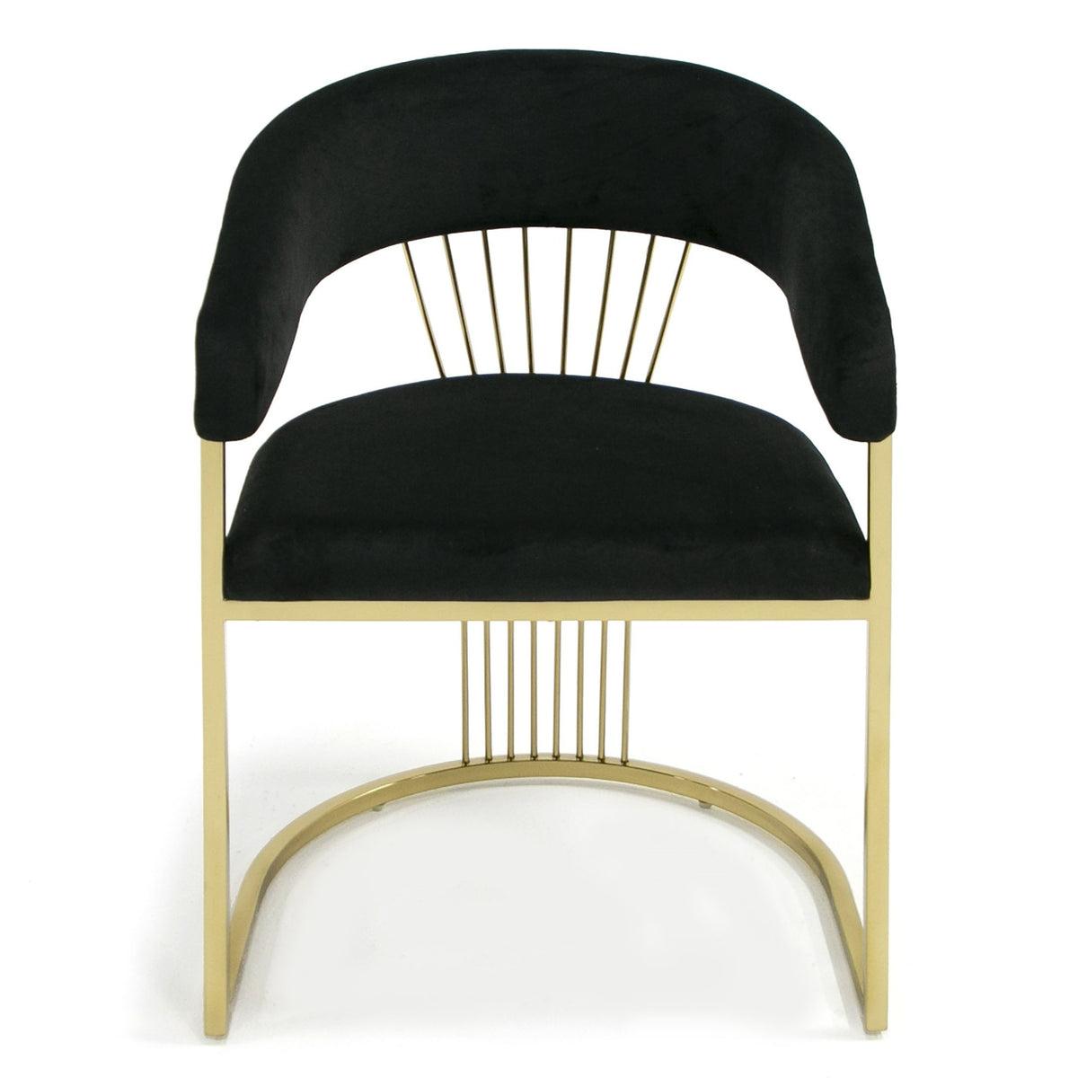 Linda - Modern Black Velvet and Gold Dining Chair - View 2
