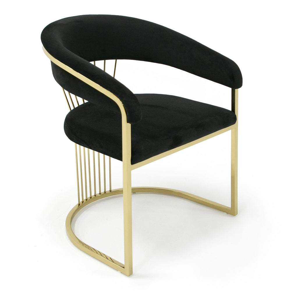 Linda - Modern Black Velvet and Gold Dining Chair
