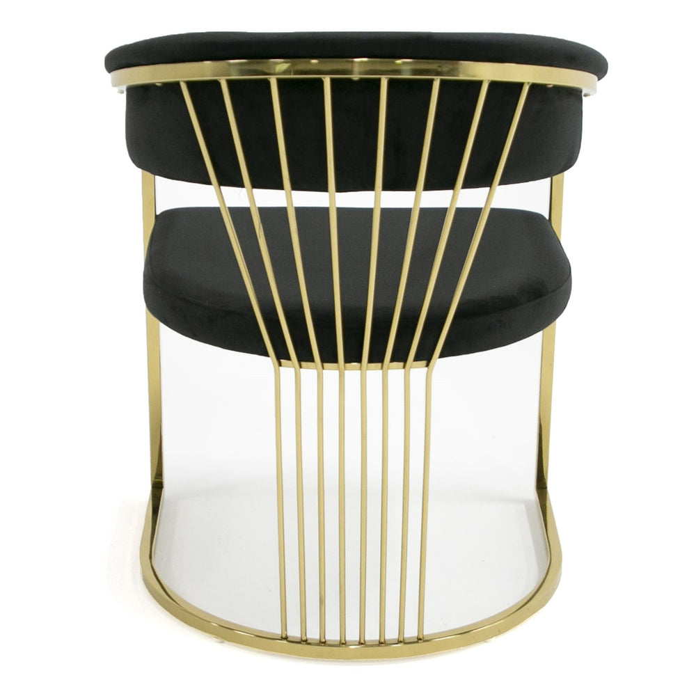 Linda - Modern Black Velvet and Gold Dining Chair - View 3