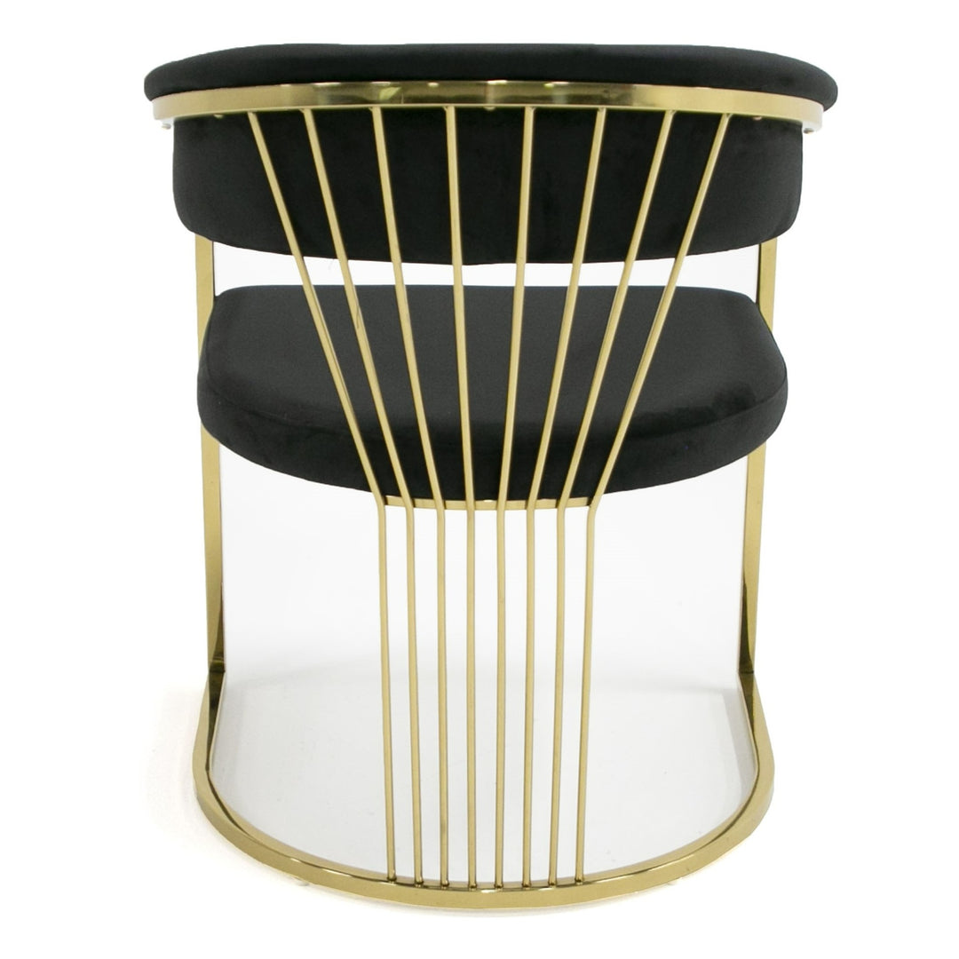 Linda  Modern Black Velvet and Gold Dining Chair