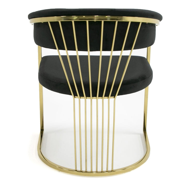 Linda  Modern Black Velvet and Gold Dining Chair