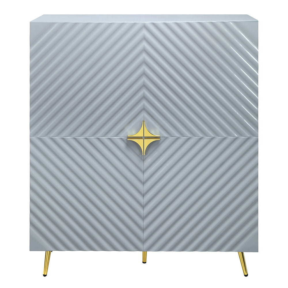 Gaines - Accent Cabinet - Gray High Gloss
