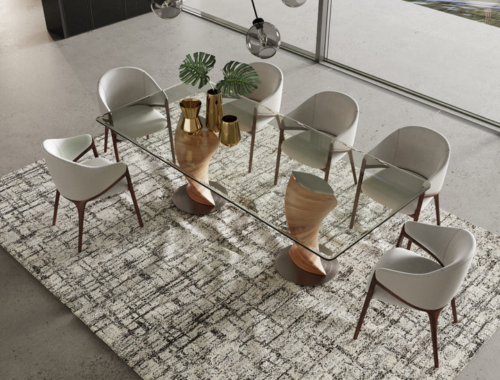 Cleveland - Contemporary Glass and Walnut Dining Table